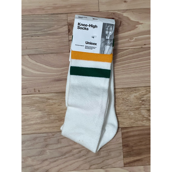 American Apparel Other - American Apparel Unisex Adults Knee High Socks Green Yellow Striped One Size New